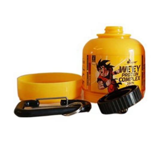 [Australia] - Omana Protein Powder Container Funnel, Portable Supplement Powder Storage with Keychain for Travel Gym Workout Fitness, 200 ml, 60g, Yellow 
