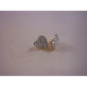 [Australia] - WHITE Austrian Crystal Heart Sterling Silver Stud Earrings - Sparkly & Bling 