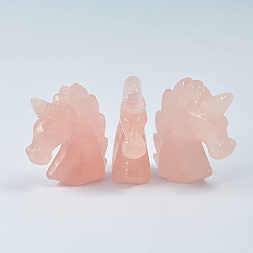 [Australia] - 2" Hand Carved Unicorn Stone Statue, Healing Crystal Gemstones Carving Figurine Healing Energy Crystal Unicorn Sculpture Reiki Sculpture Rose Quartz 