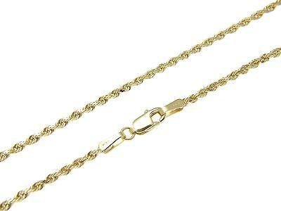 [Australia] - Sterling Silver 2mm diamond cut rope chain necklace- Made In Italy Yellow 16.0 Inches 