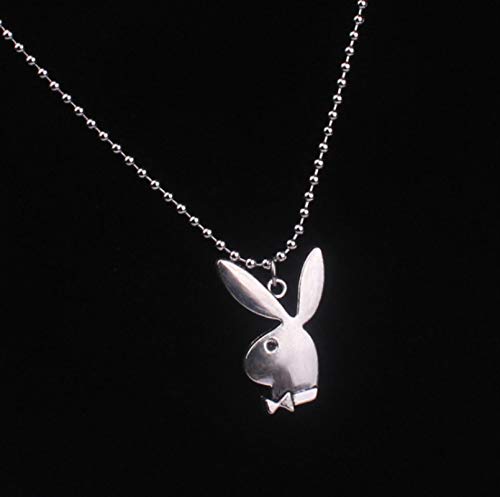 [Australia] - SOYOKO Playboy Bunny Necklace 24" Rolo Chain in 304 Stainless, with Antiqued Zinc Alloy Play Boy Rabbit Charm Pendant silver 