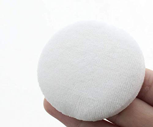 [Australia] - 3PCS Women Lady Girls White Super Soft Plush Round Velour Loose Powder Puff with Ribbon Skin Care Facial Makeup Cosmetic Powder Puff - 3.15" Diameter 