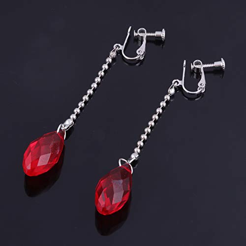 [Australia] - Hunter X Hunter Kurapika Earrings - Anime Cosplay Drop Earrings Accessories For Women Girls Red Clip on Earrings 