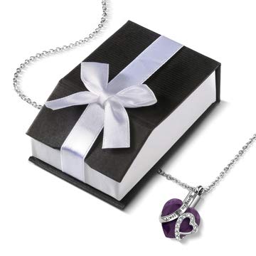 [Australia] - SmartChoice Keepsake Rhinestone Necklace Heart Pendant for Cremation Ashes with Beautiful Presentation Gift Box, Elegant Memorial Jewelry with Stainless Chain and Accessories, Purple 