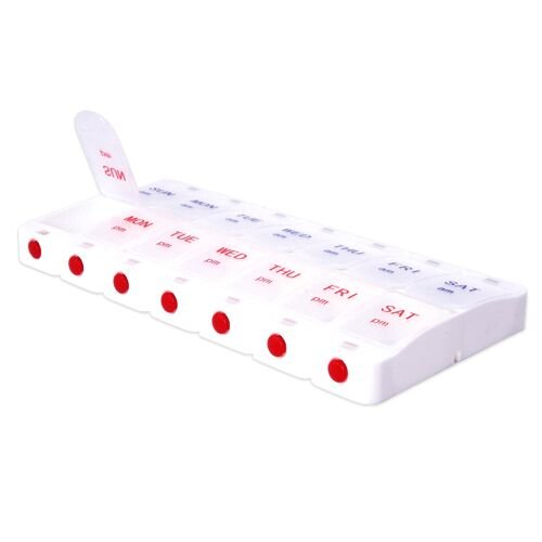 [Australia] - Safe and Sound 7 Day 14 Compartment AM and PM Push-button Pop-open Pill Box, Includes Two Patient Record Cards 