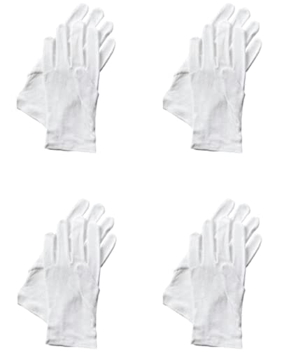 [Australia] - Accessotech 4 Pairs Cotton Gloves White Mens Women Dermatological Moisturising Eczema Cream 