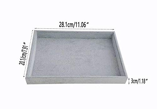 [Australia] - Svea Display Premium Quality Gray Plus Velvet Extra Soft Jewelry Art Collection Tray Organizer Stackable Storage Multifunction Draw Divider (Flat Tray) Flat Tray 