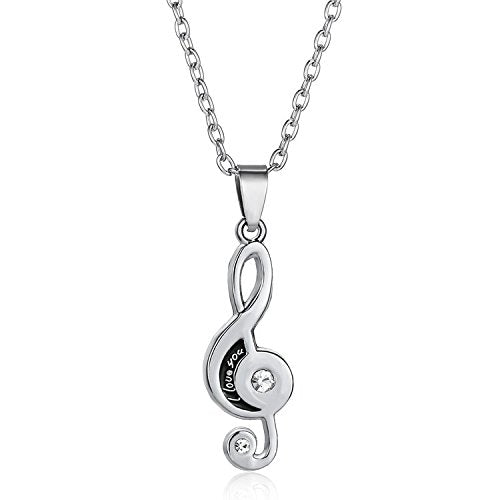 [Australia] - Silver Couples Treble Clef Music Note Love You Forever Necklace Set of 2 Jewelry 