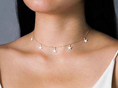 [Australia] - Star Choker Necklace for Women Dainty 14K Gold Plated Layered Choker Necklace Jewelry for Teen Girls A:Gold Star 