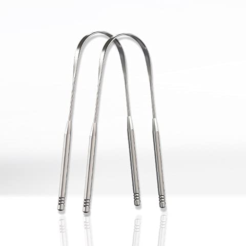 [Australia] - JOX Tongue Scraper Naturally Anti-Microbial - 100% Stainless Steel Tongue scrapers Tongue Care Tool Best Metal Tongue Cleaner and Bad Breath for Adults Oral Hygiene Includes 1 Cotton Bag (2) 2 