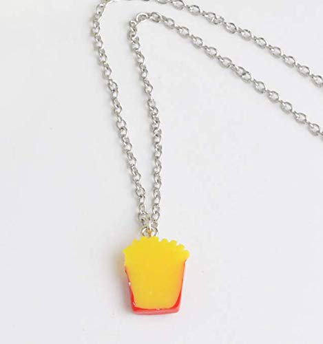 [Australia] - YINLIN Cartoon 2/Pcs Hamburger and French Fries Necklace BFF Jewelry silver 