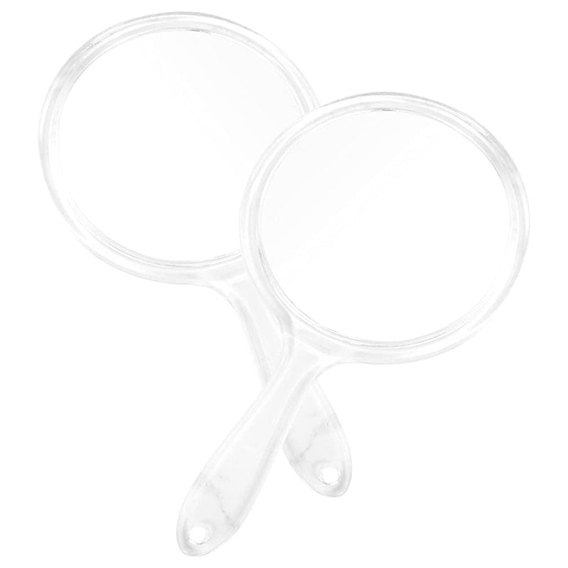 [Australia] - Minkissy Handheld Mirrors, 2Pcs Double- Sided Hand Mirror 1X/ 3X Magnifying Mirror Travel Makeup Mirror with Handle Makeup Tool (Clear) 