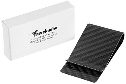 [Australia] - Travelambo Carbon Fiber Money Clip Front Pocket Wallet Minimalist Wallet Slim Wallet Credit Business Card Holder (CB black) 