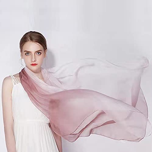[Australia] - Silk Scarf Gradient Colors Scarves 100% silk Long Lightweight Sunscreen Shawls for Women 5# L68.89''xW24.4'' 