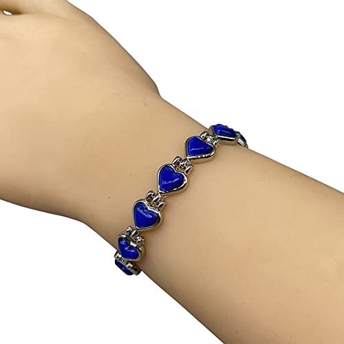 [Australia] - Helena Rose Ladies Blue Cats Eye Heart Shaped Magnetic Therapy Bracelet for Women - Valentine Jewellery for Females - with Gift Box 
