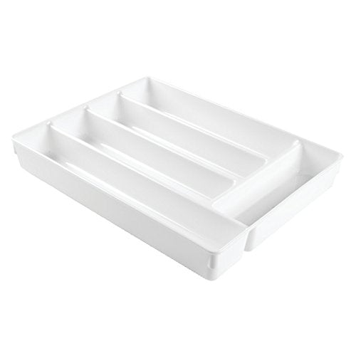 [Australia] - mDesign Cutlery Tray - BPA-Free Plastic Cutlery Holder for Kitchen Drawers - 5 Compartment Kitchen Utensil Holder - White 1 