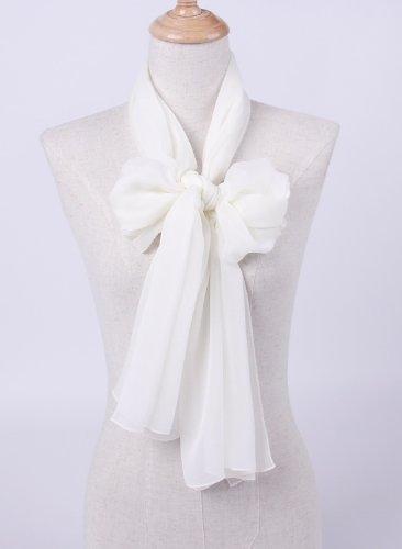 [Australia] - Prettystern Women Plain Fine Long Pure 100% Georgette Silk Scarf Shawl 69.3" X 21.7" White 