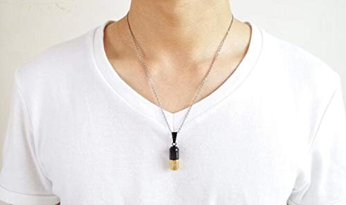 [Australia] - LAFATINA Medical Alert ID Pill Capsule Tube Pendant Necklace, Men's Women Stainless Steel Pill Case Medical Alert Card Holder Pendant Necklace for Boys Girls Old goldblack 