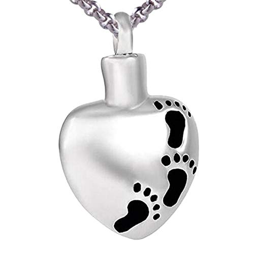 [Australia] - Sojewe Urn Pendant Necklace Cute Baby Footprint Heart Ashes Carve Daddy's Little Princess Cremation Memory 