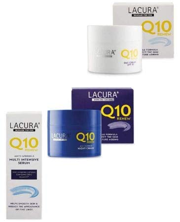[Australia] - Lacura Q10 Renew Moisturising Face Creams Night plus Day 50 millilitre and Aldi Lacura Renew Q10 Multi Intensive Serum 50 millilitre bundle 