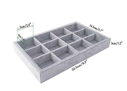 [Australia] - Extremely Elegant Multi Functional Jewelry Organizer Premium Quality Velvet Stackable Space Saving 12 Grids Removable Tray 