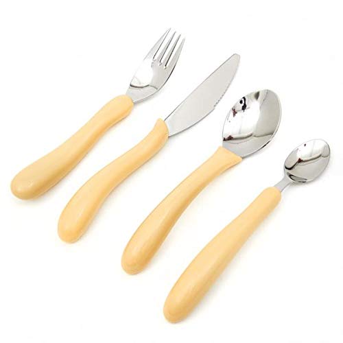 [Australia] - Homecraft Caring Cutlery, For Weak Grip, Arthritis Aids, Knife/Fork/Spoon/Teaspoon, Easy Grip Eating Utensils for Elderly or Disabled, Black Handle Ivory Single 