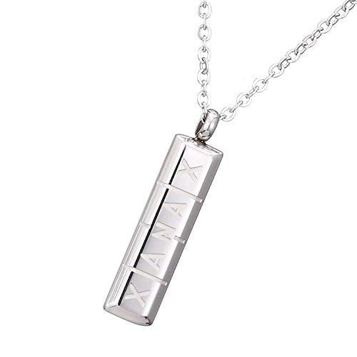 [Australia] - Pill Necklace,Womens Girls Small Pill Capsule Xanax ID Bar Pendant Stainless Steel Necklace Jewelry Silver 