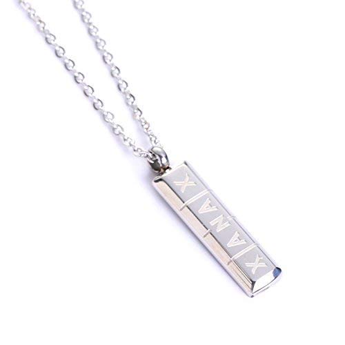 [Australia] - Pill Necklace,Womens Girls Small Pill Capsule Xanax ID Bar Pendant Stainless Steel Necklace Jewelry Silver 