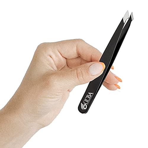 [Australia] - OCBA 4 Pcs Black Tweezers for Facial Hair Women & Men for Precise Grooming of Eyebrows - Professional Stainless Steel Black Color Coated Eyebrow Tweezers for Ingrown Hair on Nose Ear (Black) 