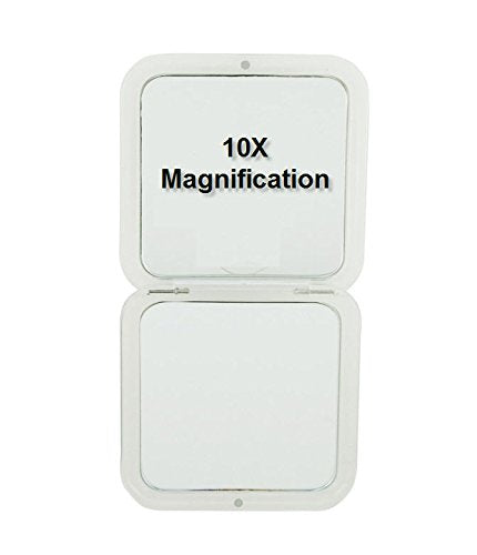 [Australia] - SKÖN lifestyle - Missy 10X/1X Personal Compact Glass Mirror - Strong 10X magnification and traditional 1X mirror, Full 180 degree opening, Effortless magnetic closure and opening - White 