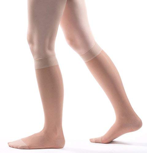 [Australia] - Allegro 20-30 mmHg Essential 18 Sheer Support Closed Toe Compression Sock - Comfortable, Knee High Support Stockings Nude Medium 