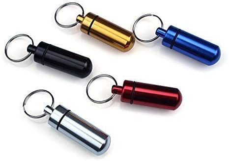 [Australia] - ZGTS 5PCS Waterproof Aluminum Pill Box Pocket Pill Case Portable Container Keychain Pill Holder Pill Container for Outdoor Travel Camping Multi Colors 