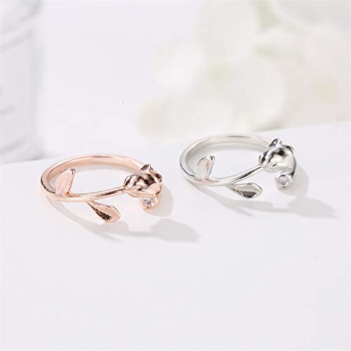 [Australia] - Artmiss Flower Engagement Ring Bridal Floral Ring Wedding Ring Set Gold Ring Unique Floral Ring Bridal for Women (Gold) 