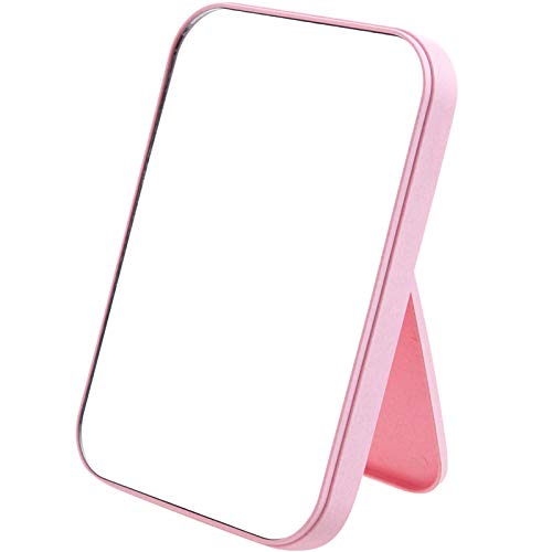 [Australia] - Coobbar Desktop Makeup Mirror,Foldable Makeup Mirror Simple Portable Makeup Mirror Princess Mirror Square Mirror Makeup Mirror for Women (Pink) Pink 