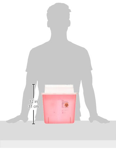 [Australia] - Covidien COV-8507SA SharpSafety Safety in Room Sharps Container Counterbalance Lid, 5 Quart Capacity, Transparent Red 1 