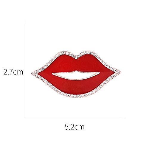 [Australia] - BELUCKIN Hot Sexy Red Lips Brooch Pin Enamel Rhinestones Valetine's Day Fashion Jewelry 