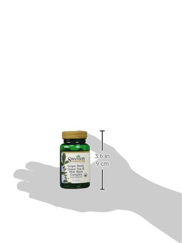 [Australia] - Swanson Grape Seed Green Tea & Pine Bark Complex Heart Cardiovascular Immune Support Health Antioxidant Healthy Blood Pressure Support Polyphenols OPCS Herbal Supplement 60 Capsules (Caps) 1 