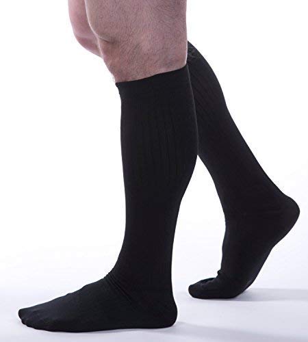 [Australia] - Allegro Men’s 8-15 mmHg Essential 122 Ribbed Compression Support Socks, Comfortable Support Garments for Men Black X-Large 