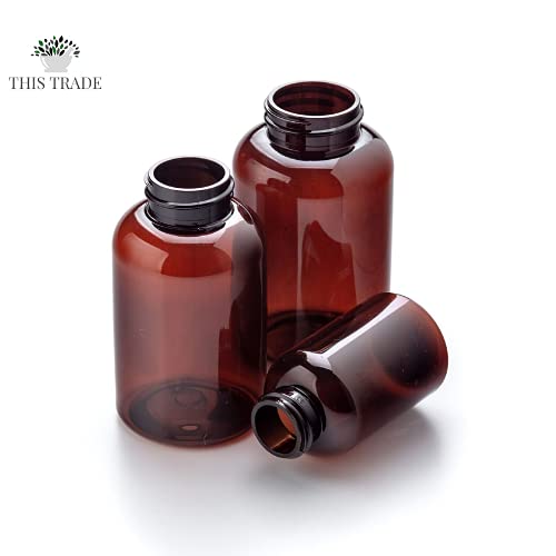 [Australia] - 200ml Pill pots with lids, Empty Plastic Medicine Amber Bottles, Pill Storage containers with Screw Child Safe caps, Very Strong Medicine Storage Bottles (6) 