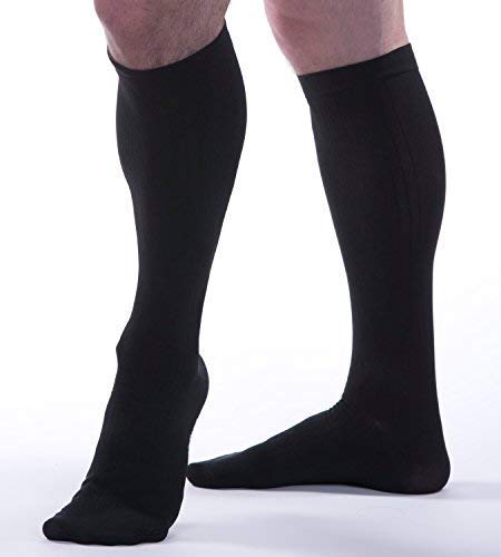 [Australia] - Allegro Men’s 8-15 mmHg Essential 122 Ribbed Compression Support Socks, Comfortable Support Garments for Men Black X-Large 