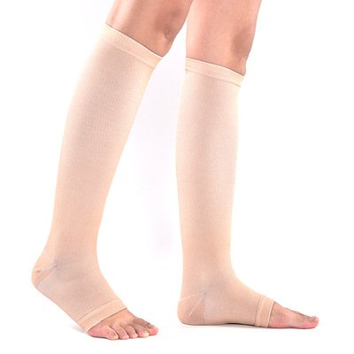 [Australia] - Open toe toeless Compression Socks 3 Pairs 15-20 mmHg Support Pregnancy，Running，Sports,Flight Travel Large/X-Large (3 Pair) Nude 