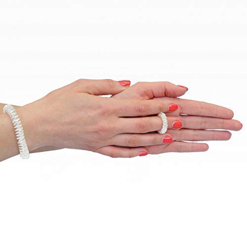 [Australia] - Power-Ring Set - Bracelet (Silver) + Ring (silver small) / Acupressure ring / Massage ring / Massage arm band / Poor massa low silver 