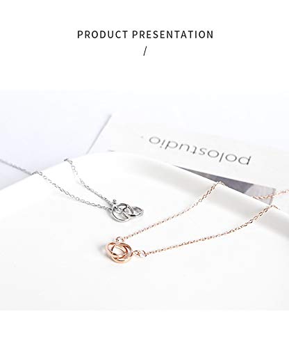 [Australia] - Best Friend Interlocking Circle Necklace for 2,Dainty Double Infinity Circle Pendent Necklace Message Card Jewelry Birthday Gift 2 rose gold 