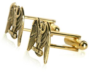 [Australia] - Cuff-Daddy Gold-Tone American Eagle Patriotic Cufflinks with Presentation Box 