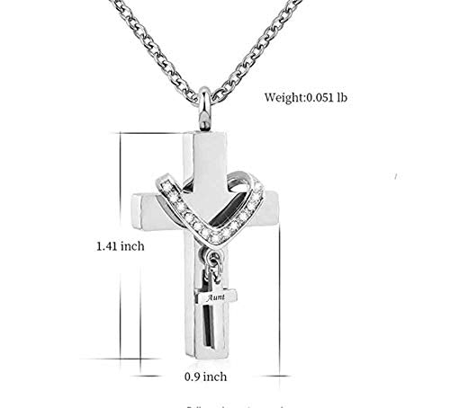 [Australia] - MEMORIALU Cross Urn Necklaces for Ashes Cremation Crucifix Keepsake Memorial Pendant Necklace Aunt 