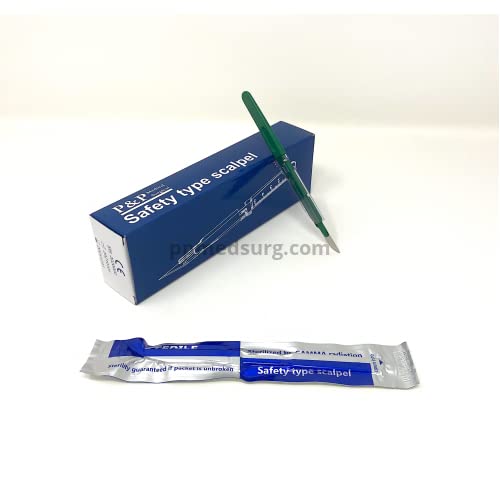 [Australia] - Disposable Safety Scalpels Sterile Surgical Blade Size 10 Stainless Steel with Plastic Handle & Metric Line Individually Foil Wrapped by P&P MEDICAL SURGICAL Box of 10 