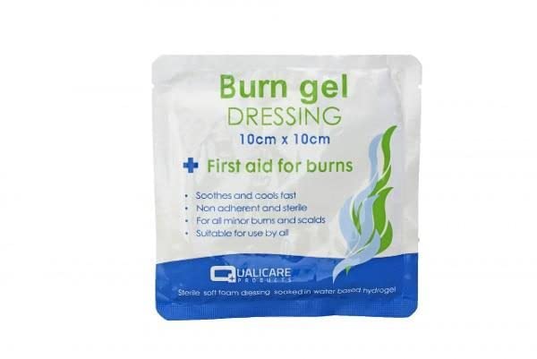 [Australia] - (BOX OF 10) First Aid Burn Gel Dressing 10cm x 10cm Medium Size - Emergency Burncare for Scolds & Burns 