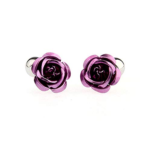 [Australia] - MRCUFF Rose Purple Flower Pair Cufflinks in a Presentation Gift Box & Polishing Cloth 