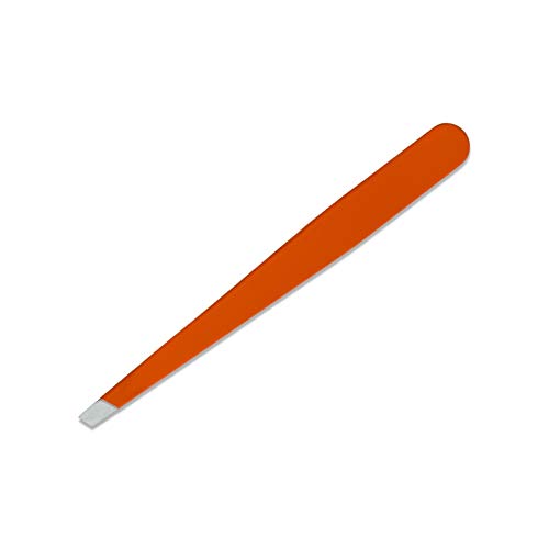 [Australia] - Effective Eyebrow Slanted Tweezer Covered with Colour Silicon (Orange) Orange 