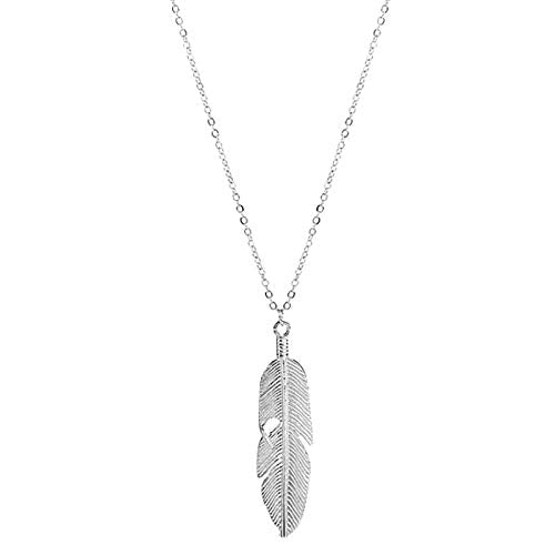 [Australia] - YANCHUN Multi-Layered Round Disc Necklace Long Necklaces for Women Vertical Bar Pendant Layered Necklaces for Girls B:Leaf&Bar Silver Set 